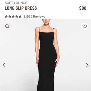SKIMS Soft Lounge Long Slip Dress, Onyx, XS. New with tags, never worn